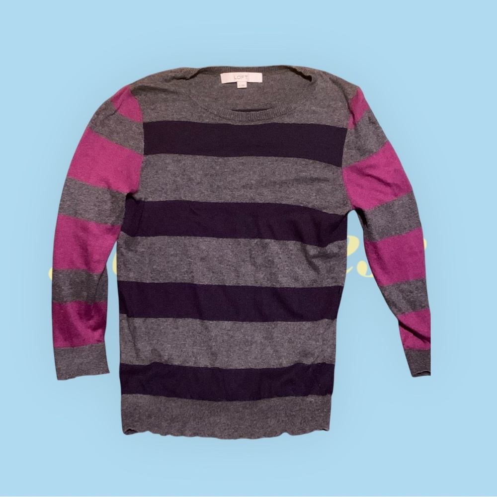 Women Loft Gray Purple Gray Lightweight Sweater Sz. S